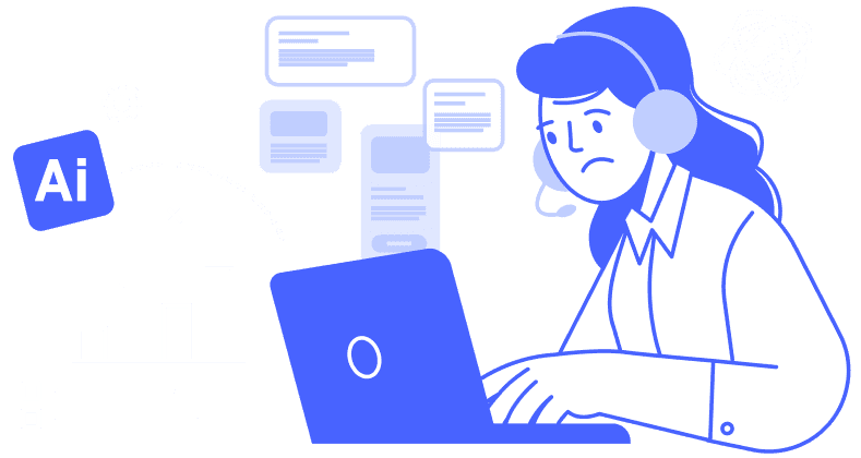 通話しながら情報を探し続けるオペレーターのイメージ